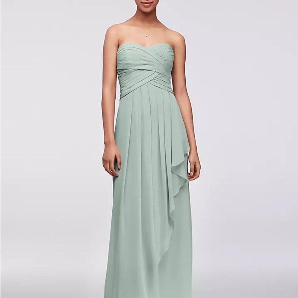 David's bridal Elegant Green Strapless Dress size 16